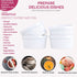 Souffle Dish Ramekins for Baking 12 Ounce (Set of 4, White with 4 Extra Spoons) 12 Oz Ceramic Oven Safe Round Fluted Ramekin Bowl for Desserts Soups Snacks Quiche Appetizers Casserole Creme Brulee