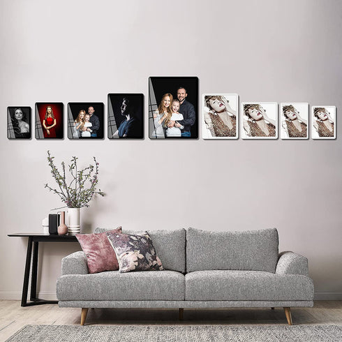 8x8 Picture Frame Black, Real Glass Frame, Hanging Picture Frame, Matted for wall and tabletop Decor (8x8, Black)