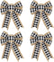 cprocx 4 Pieces Black White Buffalo Plaid Bow,Rustic Burlap Crafts Wreath Bow, Wall Home Front Door Decorative Ornaments