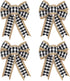 cprocx 4 Pieces Black White Buffalo Plaid Bow,Rustic Burlap Crafts Wreath Bow, Wall Home Front Door Decorative Ornaments