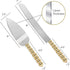 Homi Styles wedding cake knife and server set | Elegant Gold Color With Beaded Handles & Premium 420 Stainless Steel Blades | Cake & Pie Serving Set For Wedding Cake, Birthdays, Anniversaries, Parties
