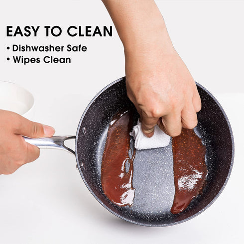 JEETEE 9.5 Inch Frying Pan Nonstick Skillet Marble Stone Pan Induction Cookware PFOA Free, Oven Safe