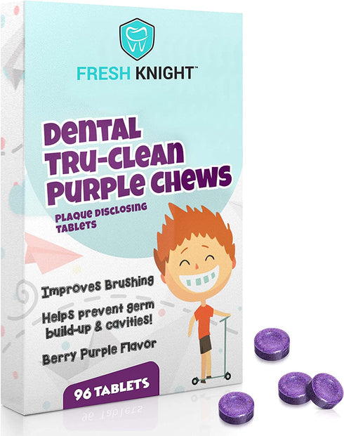 Plaque Disclosing Tablets for Teeth, 96 Count, Dental Disclosing Tablets for Kids or Adults, Shows Plaque, Helps Teach Kids Teeth Brushing Habits for Clean Teeth, by Fresh Knight, Pack of (1)