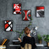4 Pieces Red Stripes Poster Prints Unframed Abstract Wall Art Modern Abstract Wall Art Abstract Art Prints Black Silver Red Art Posters for Wall Home Decoration, 8 x 10 Inch