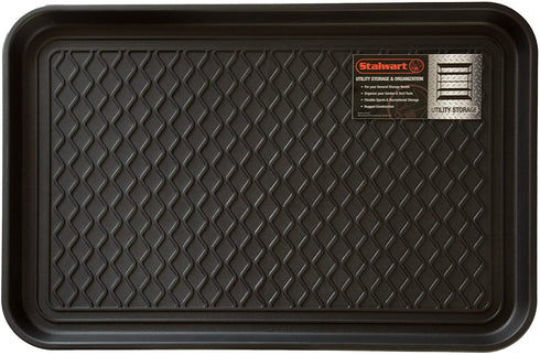 Stalwart 75-ST6014 All Weather Boot Tray-Water Resistant Plastic Utility Shoe Mat for Indoor and Outdoor Use in All Seasons (Black), Medium