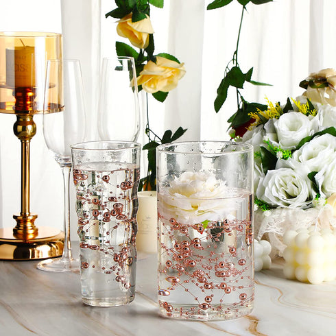 157 Feet 24 Strings Pearl String for Floating Candles Highlight Faux Pearl for Vase Filler for Wedding Dinning Table Party Home Centerpieces (Rose Gold)