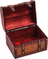 Trademark Innovations 10" Wood and Leather Decorative Chest, Brown