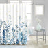 Blue and Grey Shower Curtain, Floral Shower Curtain with 12 Hooks, Teal Plant Shower Curtain, Botanical Nature Leaf Shower Curtain, Waterproof Shower Curtains for Bathroom