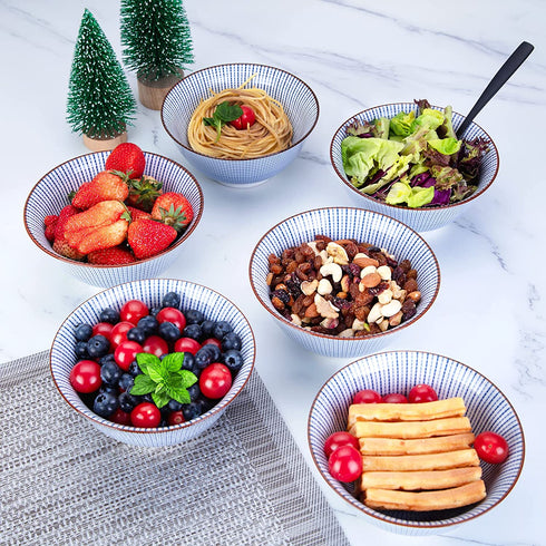 Cibeat 6 Pack 23 oz Premium Porcelain Bowls Set, 6 inch Cereal Bowls, Ceramic Bowls for Soup, Salad, Pasta, Rice, Large Capacity Ramen Bowls, Heat and Cold Resistant, Microwave and Dishwasher Safe