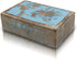 Great Birthday Gift Ideas Handmade Decorative World Map Wooden Jewelry Box Treasure Box Jewelry Organizer Keepsake Box Treasure Chest Trinket Holder Lock Box Watch Box (Blue Wash Finish)
