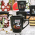 Coffee Mugs Set of 6 Large-sized 16 Ounce Christmas Holiday Ceramic Mug - Holiday Coffee Mug Funny Novelty Mugs Decorative Christmas Gift, Christmas Matte Black