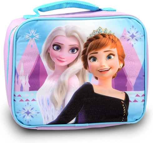 Walt Disney Studio Disney Frozen Lunch Bag Bundle For Girls, Kids ~ Frozen Lunch Box Set Featuring Anna And Elsa With Water Bottle, Frozen Bookmark, Stickers, And More (Frozen School Supplies)