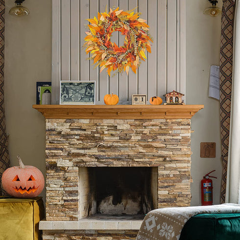 Fall Wreaths for Front Door - 24 inch Farmhouse Wreath Eucalyptus Autumn Berry Magnolia Outside Indoor Decor Large Harvest Crafts Wreaths Rustic Thanksgiving Halloween