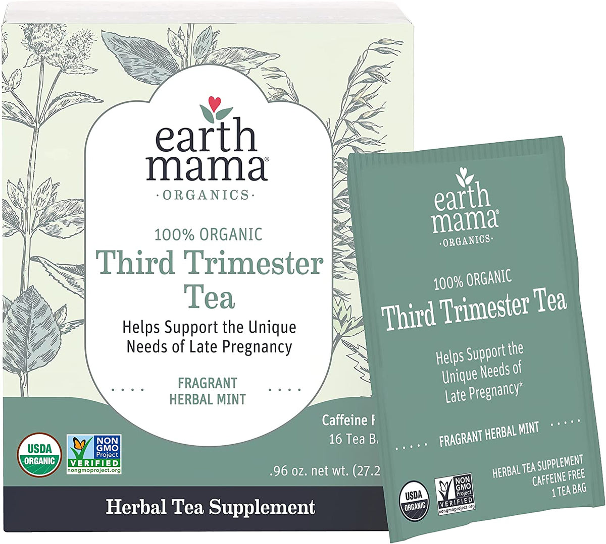 Earth Mama Organic Third Trimester Tea Bags for Pregnancy Comfort and ...