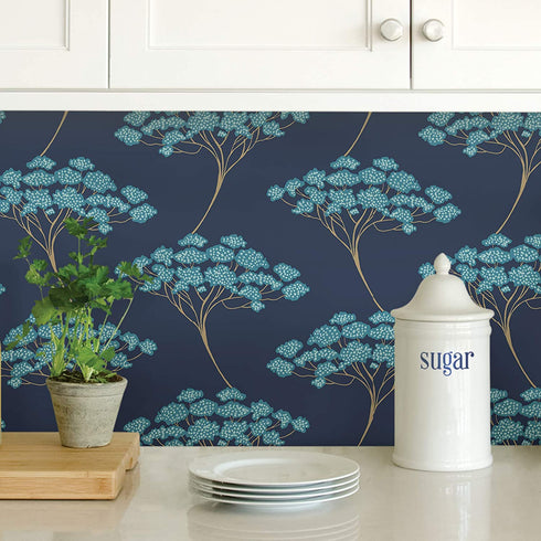 NuWallpaper NUS3147 Blue Ficus Peel & Stick Wallpaper