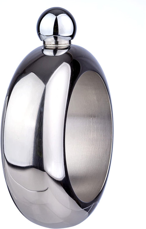 Bangle Bracelet Wine/Alcohol 3.5 oz Flask - Stainless Steel Black and Silver Creative Gift Set for Women - Bonus Funnel Included