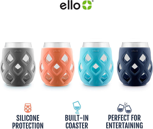 Ello Cru Stemless Wine Glass Set with Silicone Sleeves