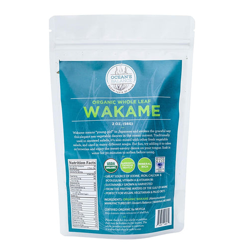 Ocean’s Balance Organic Whole Leaf Wakame - 2 Ounces - Maine Coast Seaweed - Perfect for Keto, Paleo, Vegetarian, and Vegan - Gluten Free - Atlantic Ocean Sea Vegetables