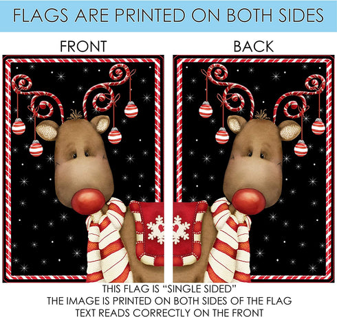 Toland Home Garden Candy Cane Reindeer 12.5 x 18 Inch Decorative Winter Christmas Holiday Ornament Garden Flag