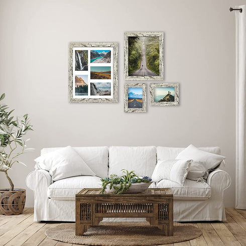iRahmen 4 Pack 4x6 Rustic Picture Frame Set with High Definition Glass Photo Frame for Desktop Display and Wall Mounting(IR-US002-BW-P4X6(4PK))