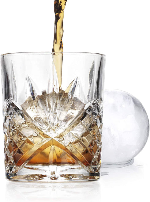 Godinger Whiskey Glasses and Sphere Ice Ball Maker Ice Mold Whiskey Chilling Barware Set, Drinking Glasses, Rocks Glasses, Gifts for Men - Set of 2
