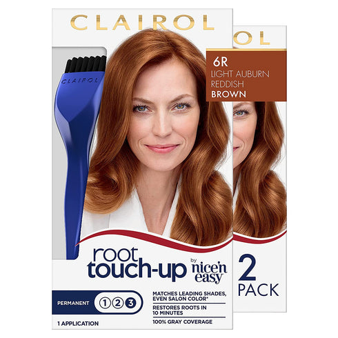 Clairol Root Touch-Up by Nice'n Easy Permanent Hair Dye, 6R Light Auburn/Reddish Brown Hair Color, Pack of 2