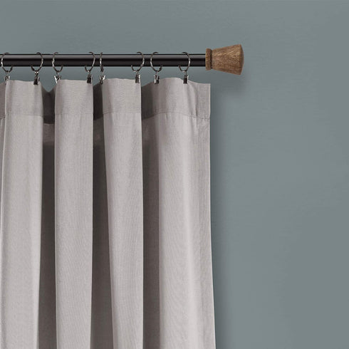 Lush Decor, Gray/White Linen Button Window Curtain Single Panel, 84" x 40", 84"x 40"