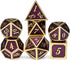 DnDnD Table Game Metal Dice Set, 7PCS D&D Metal Die with Metal Gift Box for Tabletop Games Dungeons and Dragons Dice (Dark Purple and Gold Number)