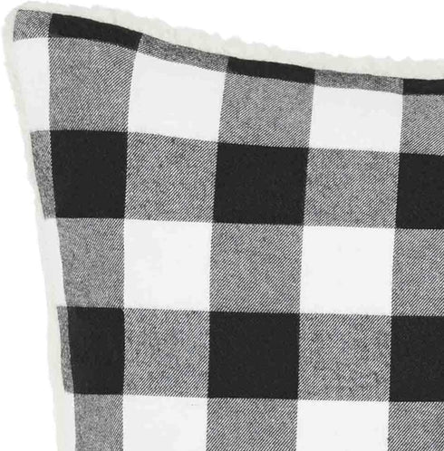 Eddie Bauer Home | Home Collection | 100% Fleece Signature Cabin Plaid Design Decorative Pillow, Zipper Closure, Easy Care Machine Washable, 20-inch Pillow, Black
