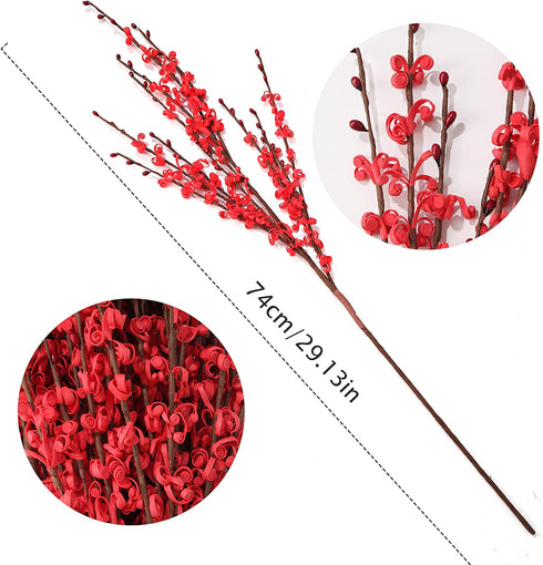 IVITA 10 Pcs 29.5œ Artificial Plants & Flowers Winter Jasmine Flowers Artificial Plant Faux Berries Fake Flower for Home Bedroom Kitchen Wedding Party Table Arrangement Decoration (Red)