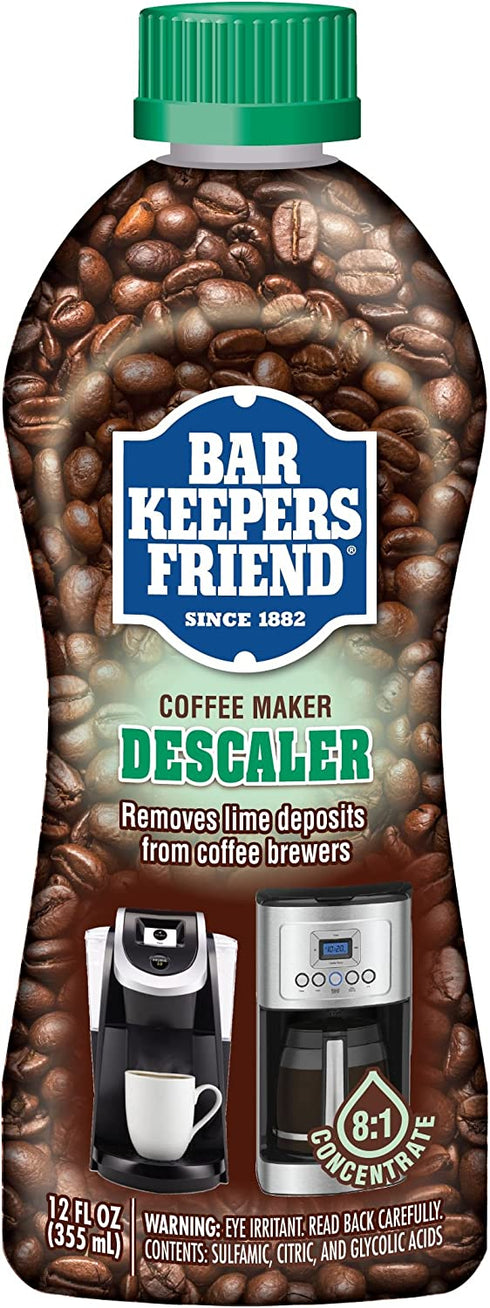 Bar Keepers Friend Coffee Maker Descaler (12 oz) - Removes Mineral Deposits from Espresso Makers and Automatic Drip and Single-Cup Coffee Makers