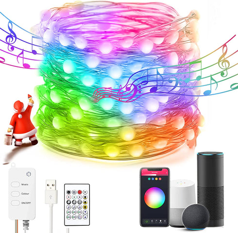 Avatar Controls 32.8ft Smart Christmas Lights Works w/ Alexa Google, Color Changing LED Lights with Remote, Music Sync Fairy Lights with 20 Flash Modes, Plug in USB String Lights with Timer, RGBIC