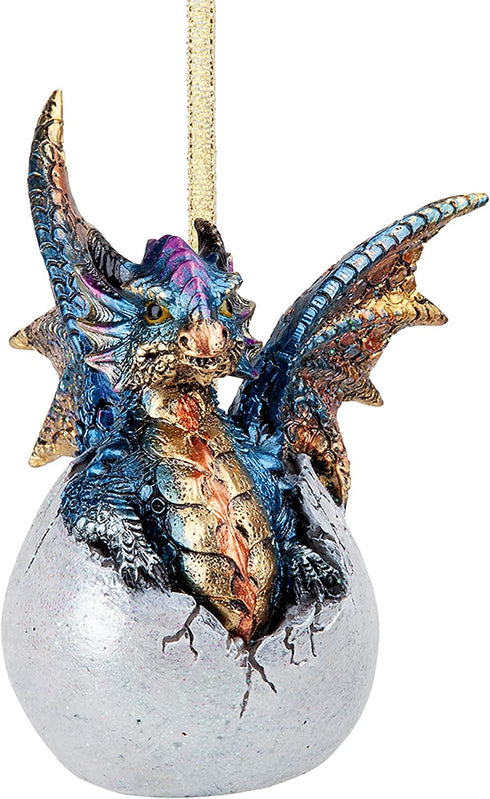 Design Toscano Hard Boiled Dragon Hatchling Holiday Ornament, 3.5", Full Color