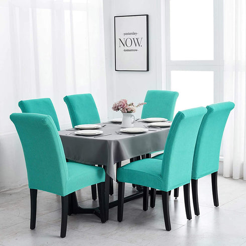 Joccun Chair Covers for Dining Room Set of 6,Water Repellent Dining Chair Slipcovers Stretch Dining Room Chair Covers Seat Protector,Washable Parsons Chair Cover for Home,Banquet(Turquoise,6 Pack)