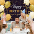 Happy Birthday Party Decorations, Extra Large Fabric Black and Gold Happy Birthday to You Sign Backdrop Banner Photo Booth Background for Indoor Outdoor Birthday Party Favor, 70.8 x 43.3 Inch
