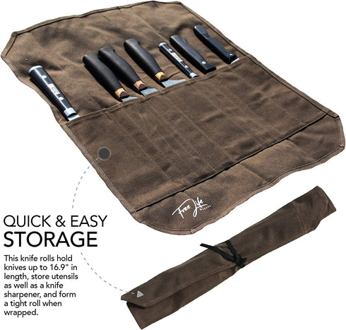 Free Life Makers Knife Storage Bag | Rolled Premium Knife Carrier Holder and Organizer