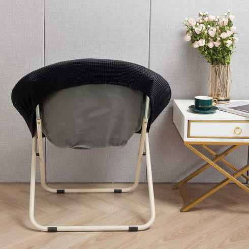 Hoomall Round Saucer Chair Cover Slipcover Only, Stretch Jacquard Moon Chair Slipcovers for Adults Saucer Chair, Removable Spandex Fabric Soft Chair Covers (Black)