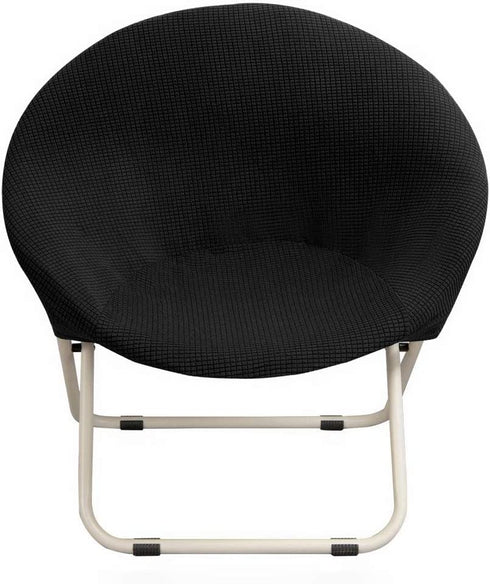 Hoomall Round Saucer Chair Cover Slipcover Only, Stretch Jacquard Moon Chair Slipcovers for Adults Saucer Chair, Removable Spandex Fabric Soft Chair Covers (Black)