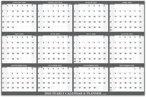 2023 Yearly Wall Calendar - Large Wall Calendar 2023, Jan 2023 - Dec 2023, Yearly Wall Calendar 12 Months, 34.8" x 22.8", Thick Paper, Horizontal, Lay- Flat, Double-Sided Stickers