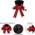 UMARDOO Christmas Tree Topper Hat, Red Plaid Bow Christmas Tree Topper, Black Velvet Hat for Christmas Tree Decorations Desktop Ornaments Party Decoration Supplies