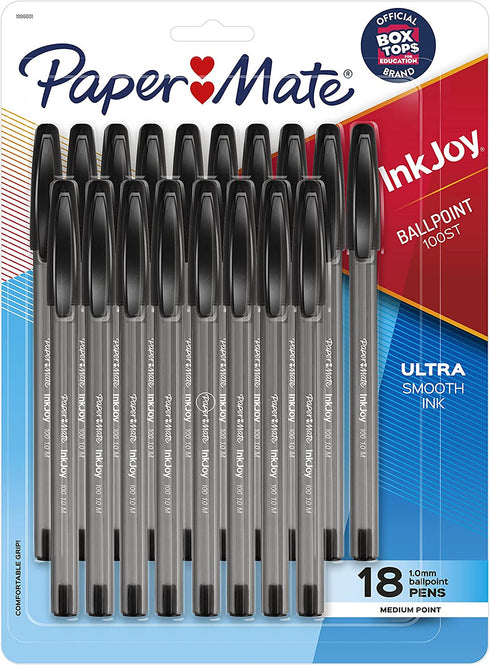 Paper Mate InkJoy 100ST Ballpoint Pens, Medium Point, 1.0mm, Black, 18 Count (1996601)