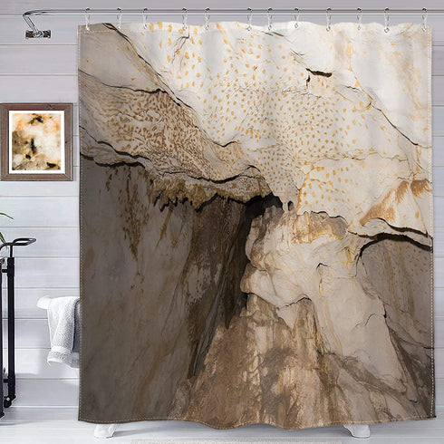 Homewelle Marble Shower Curtain Brown Abstract 60Wx72L Inch Cool Texture Stone Granite Tan Cinnamon Cracked Rocks Dots Classic Natural Unique Chic Aesthetic Modern Polyester Fabric Bathroom Bathtub