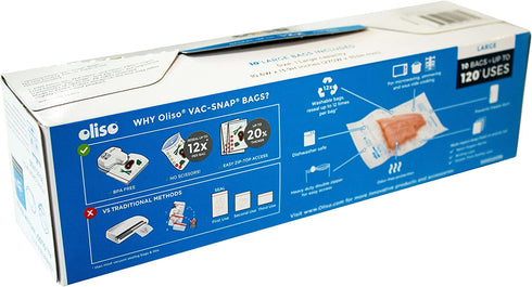 Oliso Pro VAC-SNAP Bags for Oliso Vacuum Sealers (Large, 1 Gallon, 10 Bags)