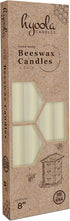 Hyoola 8" Beeswax Taper Candles - 8 Hour Burn Time - White Beeswax Candles - 4 Pack