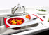 Dexas Over the Sink Strainer Board, 11.5 x 20", Natural/Red