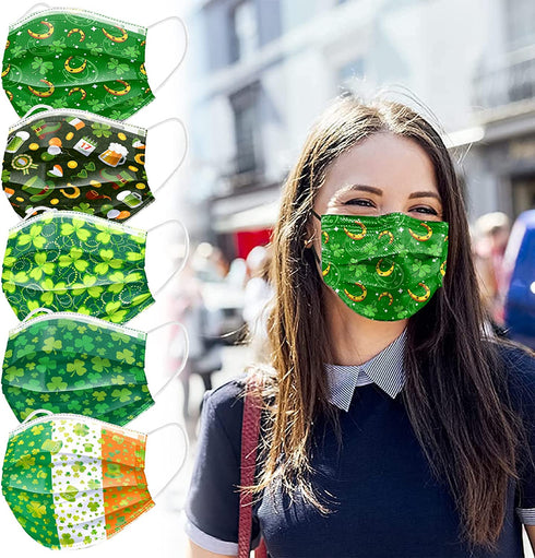 50 Pcs Happy Holidays Disposable Masks for Adults 3-Ply Nonwoven Breathable & Comfortable Gifts for Men Women
