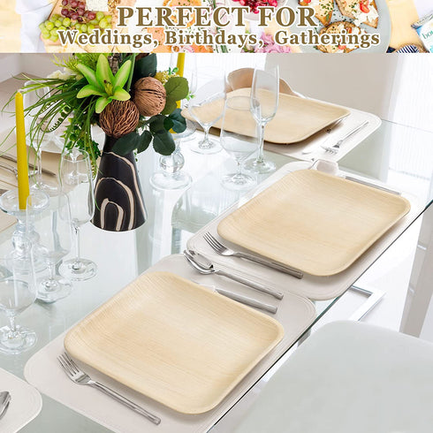 ONEIRA KOUZINA Premium Palm Leaf Plates - 20 large, 10 inch square party pack - Biodegradable Compostable Eco-Friendly Disposable Sturdy. Better than bamboo plates, paper or plastic plates