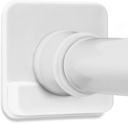 Adhesive Shower Curtain Rod Holders for the Wall | Bathroom Tension Rod Mount brackets | No Drilling | Stick On | 2 Pack, (Shower Curtain Rod Not Included) White Small