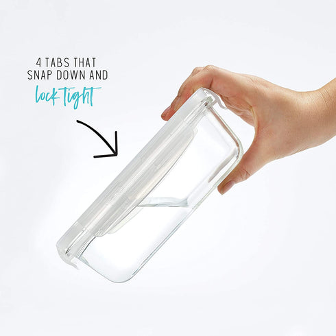 Fit & Fresh Glass Containers, Set of 5 Containers with Locking Lids, Meal Prep, 5 Pack, Glass Storage Containers with Airtight Seal, 28 oz.