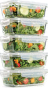 Fit & Fresh Glass Containers, Set of 5 Containers with Locking Lids, Meal Prep, 5 Pack, Glass Storage Containers with Airtight Seal, 28 oz.
